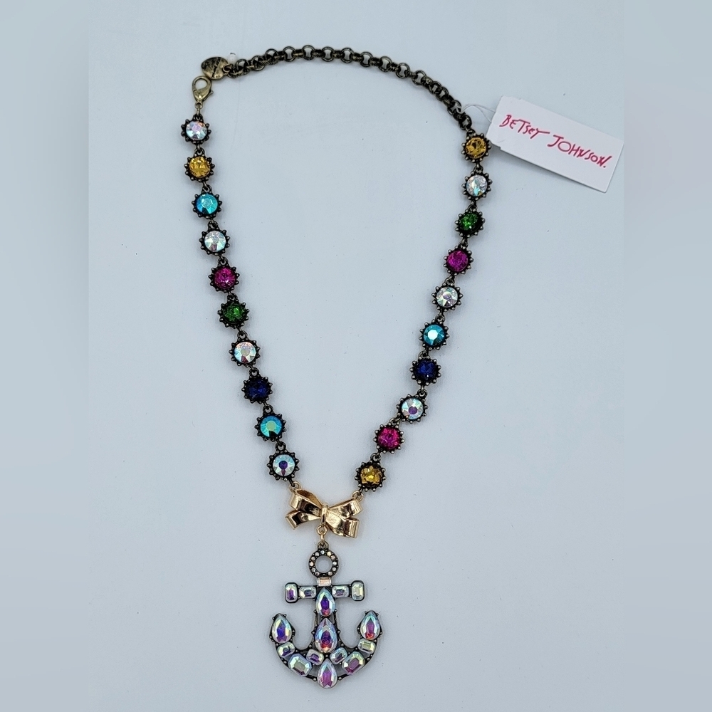 Betsey Johnson Necklace Anchor Crystal NWT #2381 - Picture 6 of 12